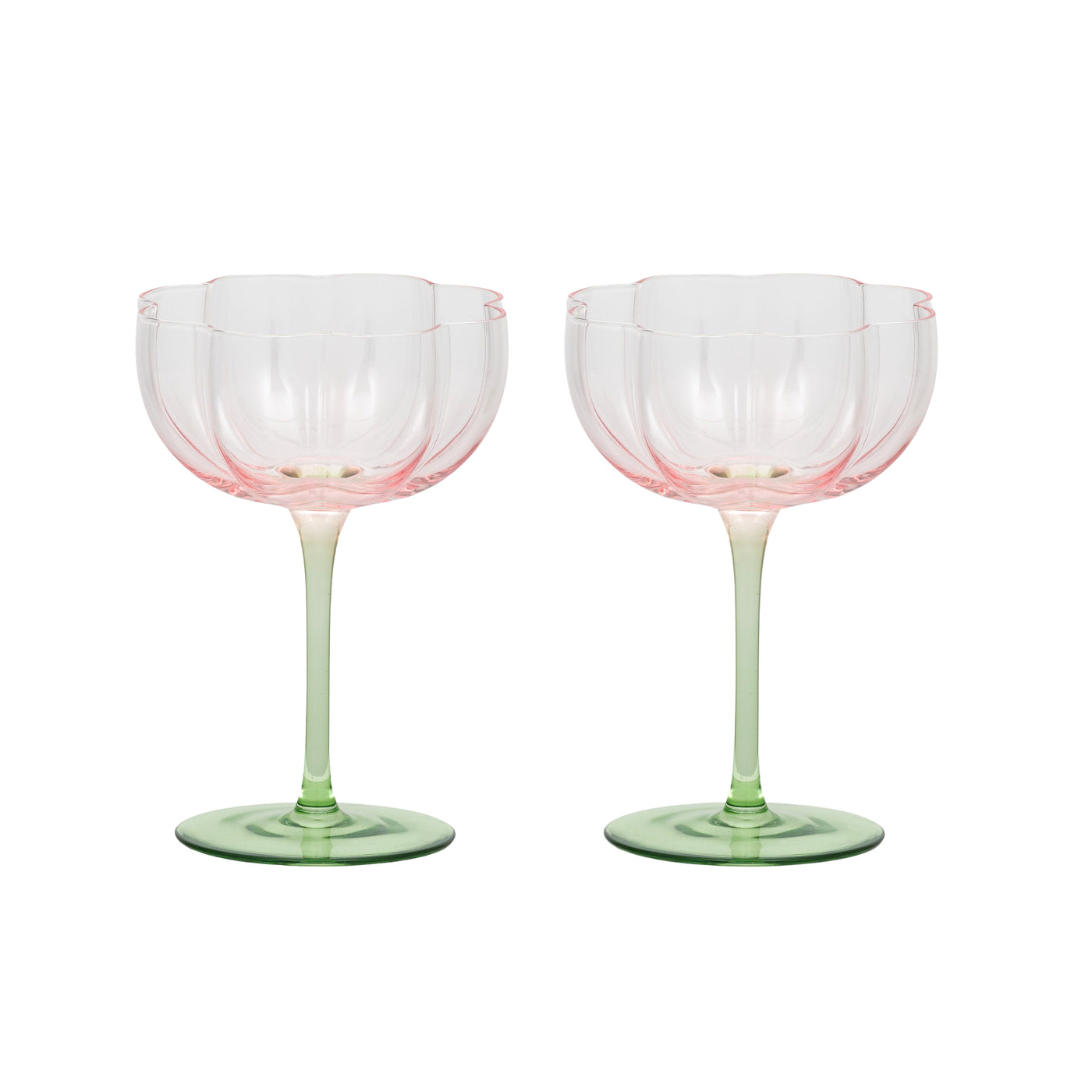 Lotti Set of 2 Tulip Glass Pink /Green