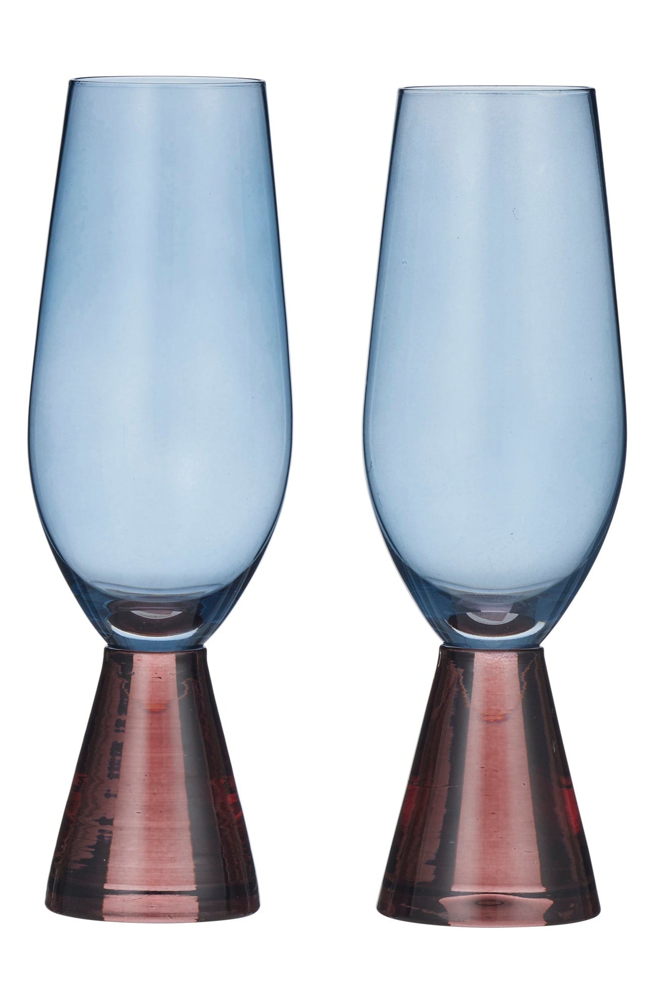 Pyramid Glass Flutes Russet/Blue