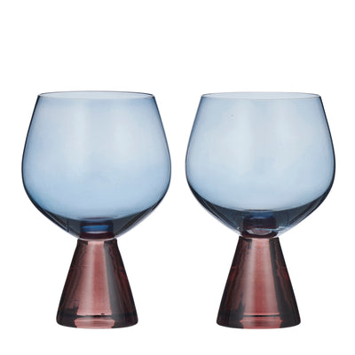 Pyramid Glass Goblet  Russet/Blue