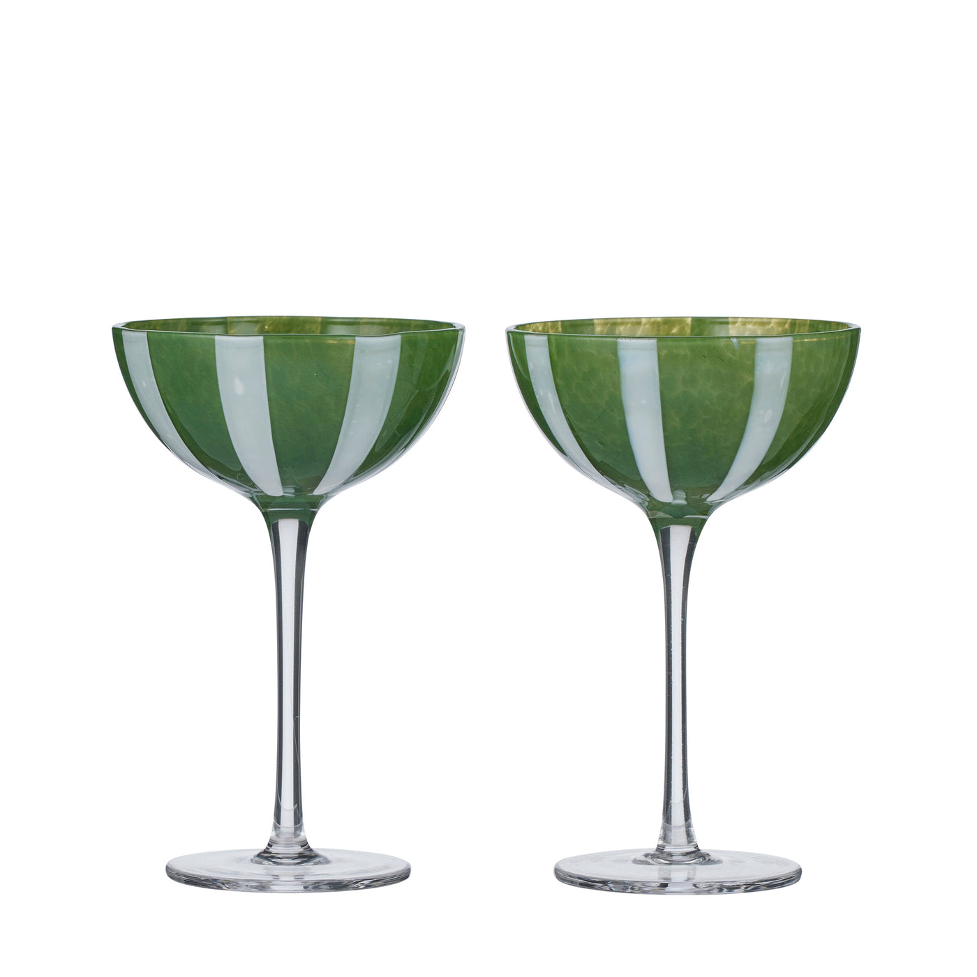 Aperitivo Set of 2 Coupe Glass Green/White