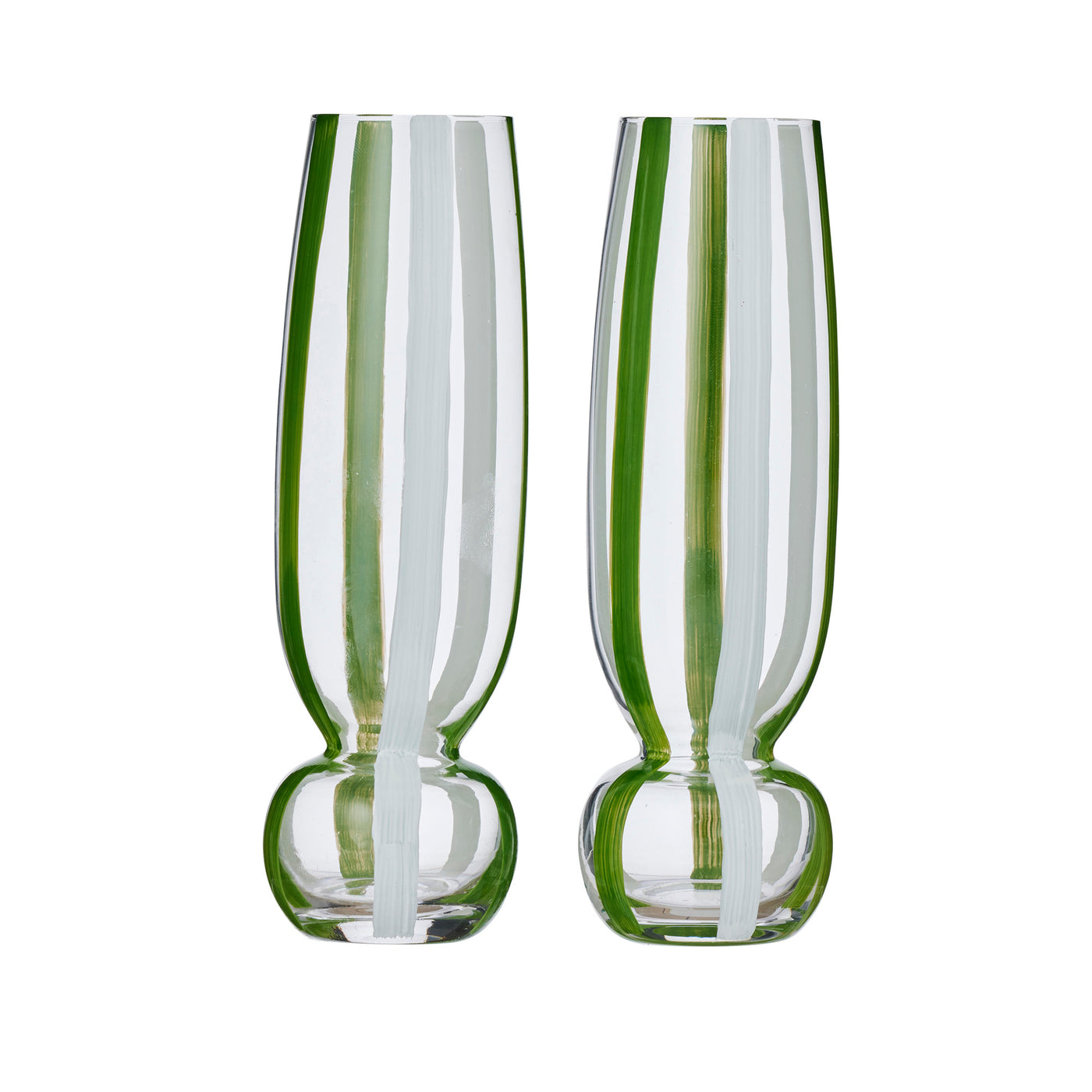 Kimi S/2 Glass Flute Green/White Stripes