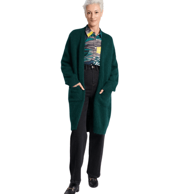 Olga De Polga Portofino Cardi Coat Teal In Angora - One Size