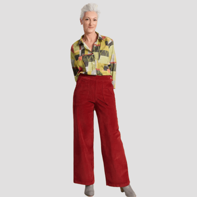 Olga De Polga Peggy Sue Long Pants Vino in Velvet Corduroy