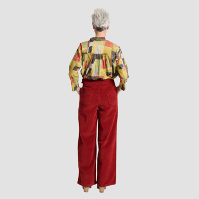 Olga De Polga Peggy Sue Long Pants Vino in Velvet Corduroy