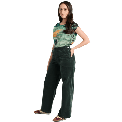 Olga De Polga Peggy Paris Pants Forest Green in Soft Velvet