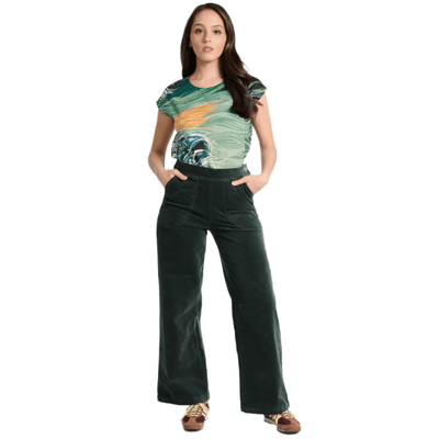 Olga De Polga Peggy Paris Pants Forest Green in Soft Velvet