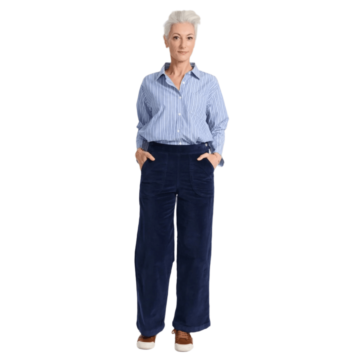 Olga De Polga Peggy Paris Navy Long Pants in Soft Velvet