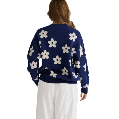 Holiday Maui Knit Navy Floral