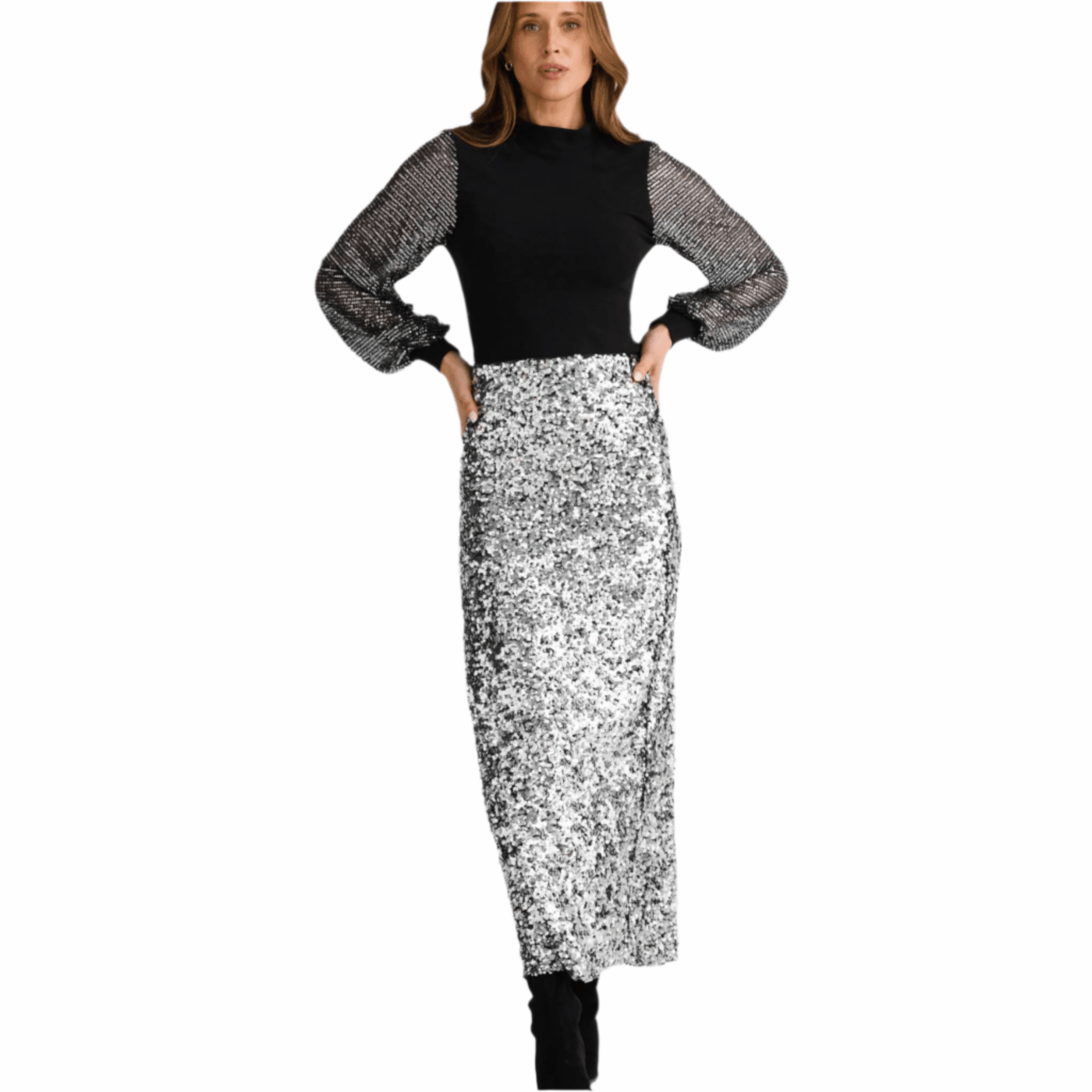 Brave and True Paris Skirt Silver Sequin