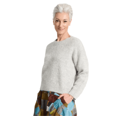 Olga De Polga Aspen Knit Sweater Light Grey in Alpaca