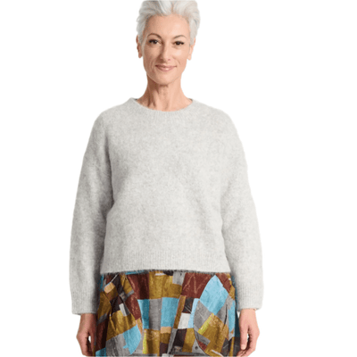 Olga De Polga Aspen Knit Sweater Light Grey in Alpaca
