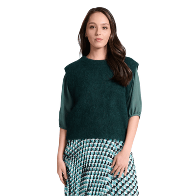 Olga De Polga Aspen Knit Vest Teal in Alpaca