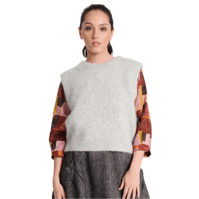 Olga De Polga Aspen Knit Vest Light Grey Alpaca
