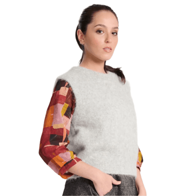 Olga De Polga Aspen Knit Vest Light Grey Alpaca