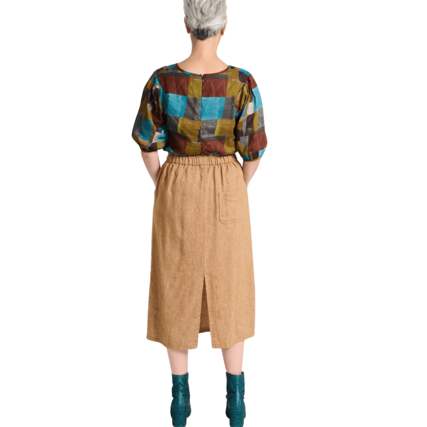 Olga De Polga Hepburn Skirt Mustard in Wool/Linen