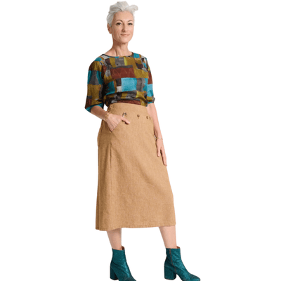 Olga De Polga Hepburn Skirt Mustard in Wool/Linen