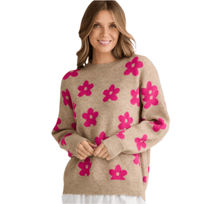 Holiday Maui Knit Hot Pink Floral
