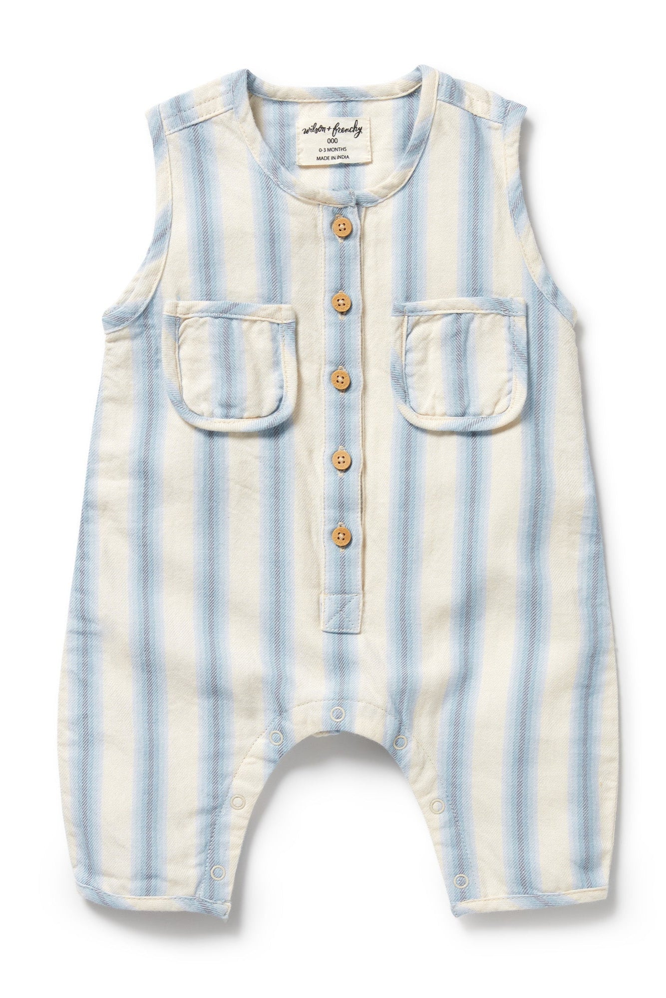 Wilson and Frenchy Deep Blue Stripe Organic Growsuit