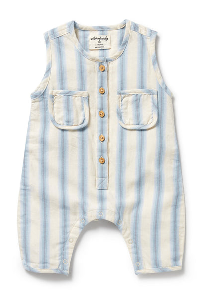 Wilson and Frenchy Deep Blue Stripe Organic Growsuit