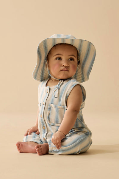Wilson and Frenchy Deep Blue Stripe Organic Growsuit