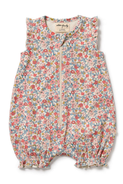 Wilson and Frenchy Summer Bloom Organic Ruffle Zipsuit
