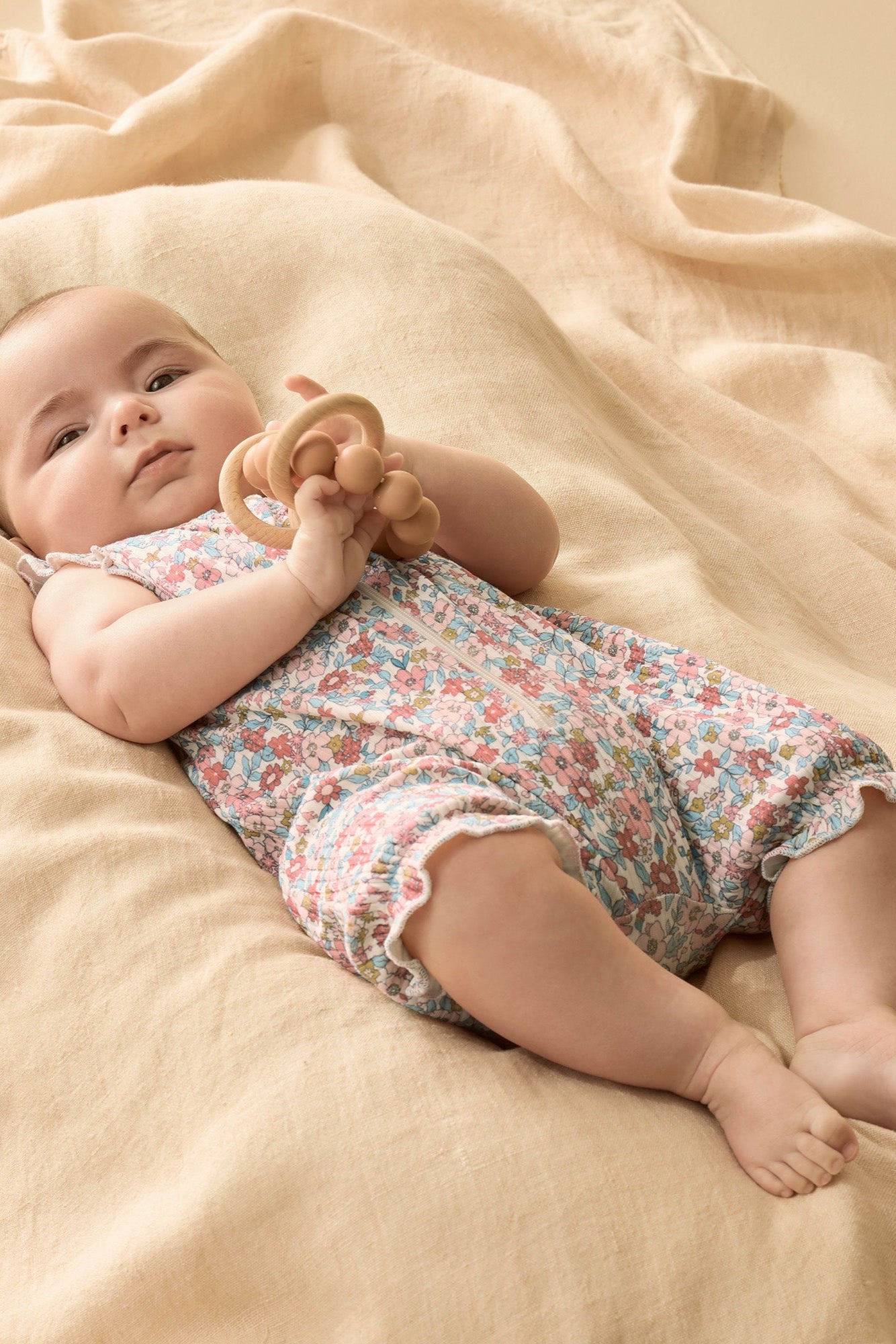 Wilson and Frenchy Summer Bloom Organic Ruffle Zipsuit