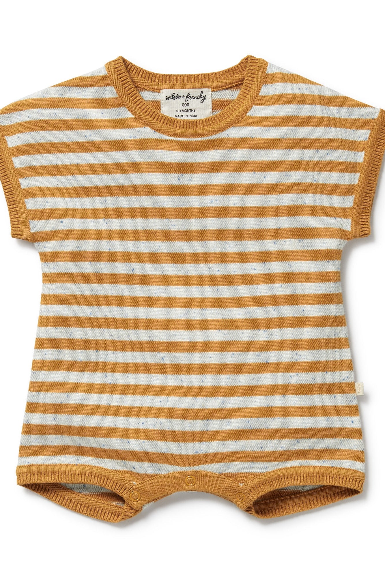 Wilson and Frenchy Golden Wave Stripe Organic Knitted Growsuit