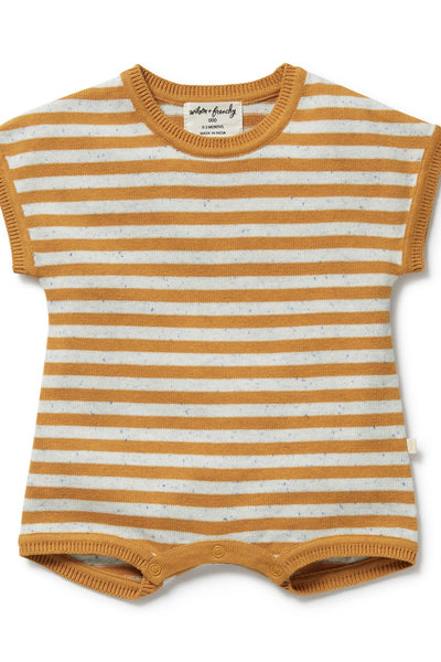 Wilson and Frenchy Golden Wave Stripe Organic Knitted Growsuit