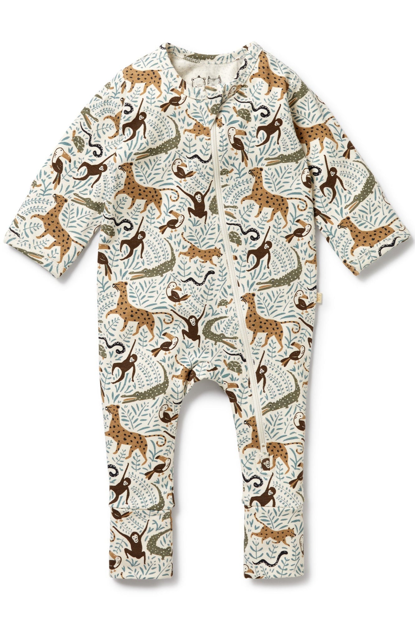 Wilson and Frenchy Mini Jungle Organic Zipsuit with Feet