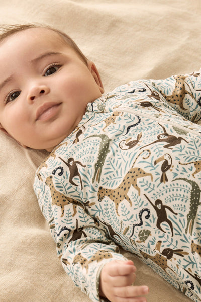 Wilson and Frenchy Mini Jungle Organic Zipsuit with Feet