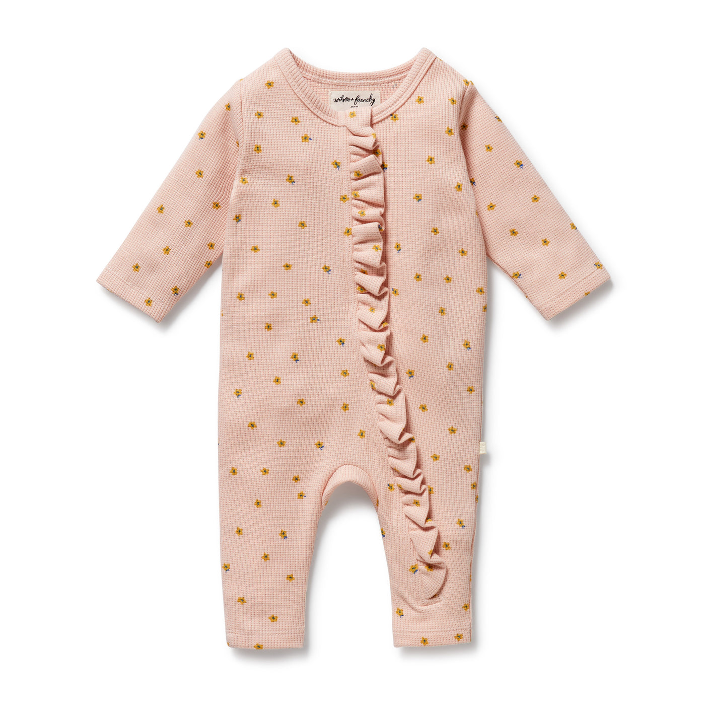 Wilson and Frenchy Little Fleur Organic Waffle Ruffle Zipsuit