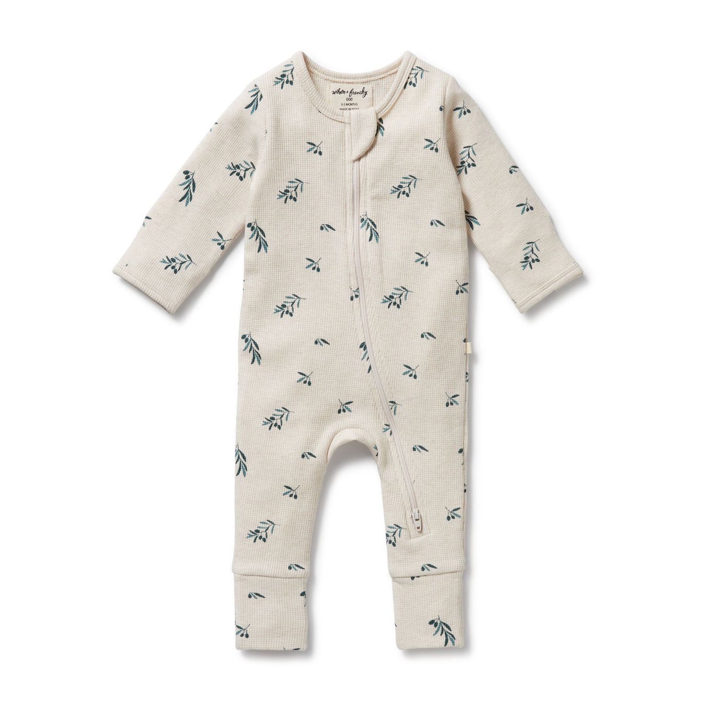 Wilson and Frenchy Little Olive Organic Waffle Zipsuit