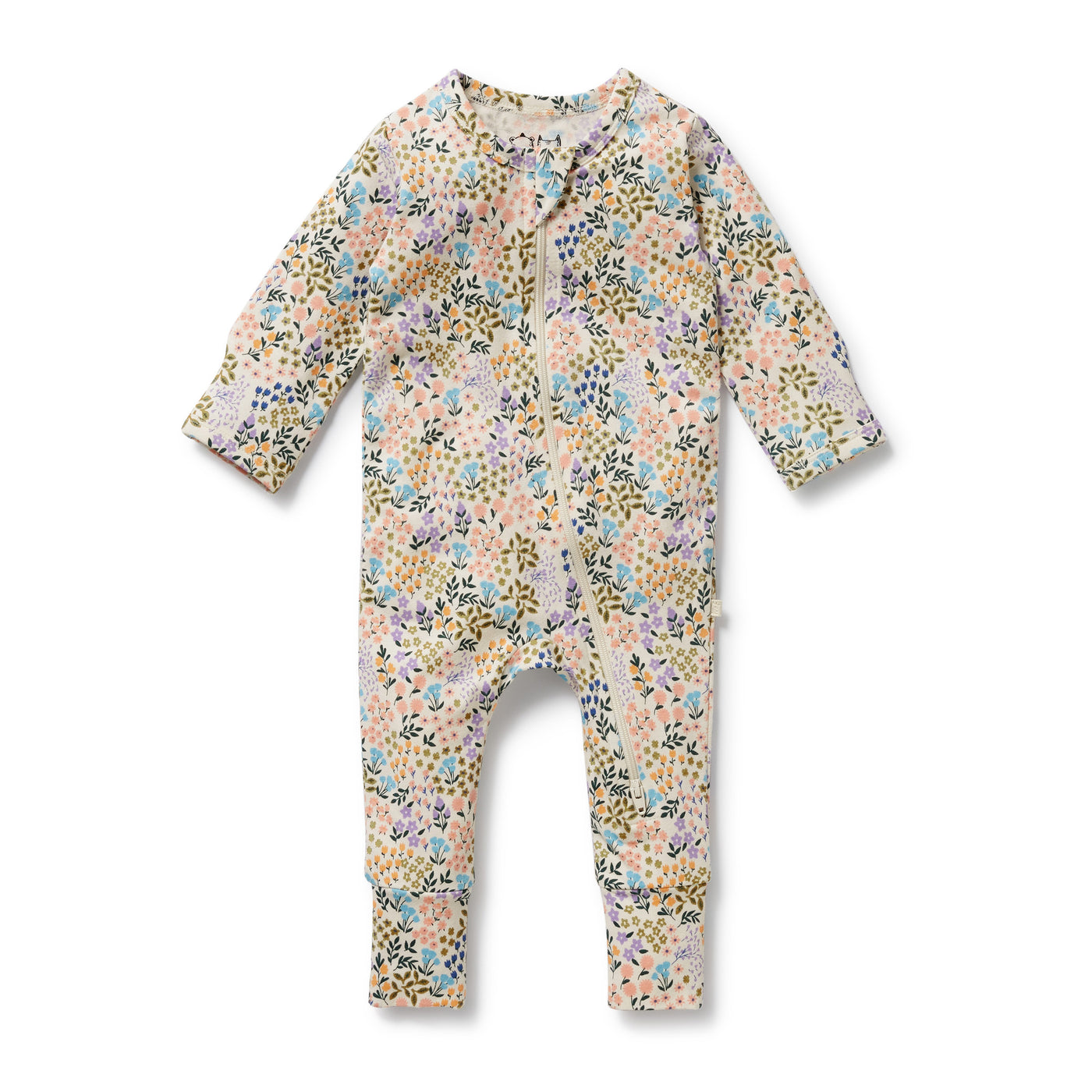 Wilson and Frenchy Tiny Bloom Organic Zipsuit with Feet
