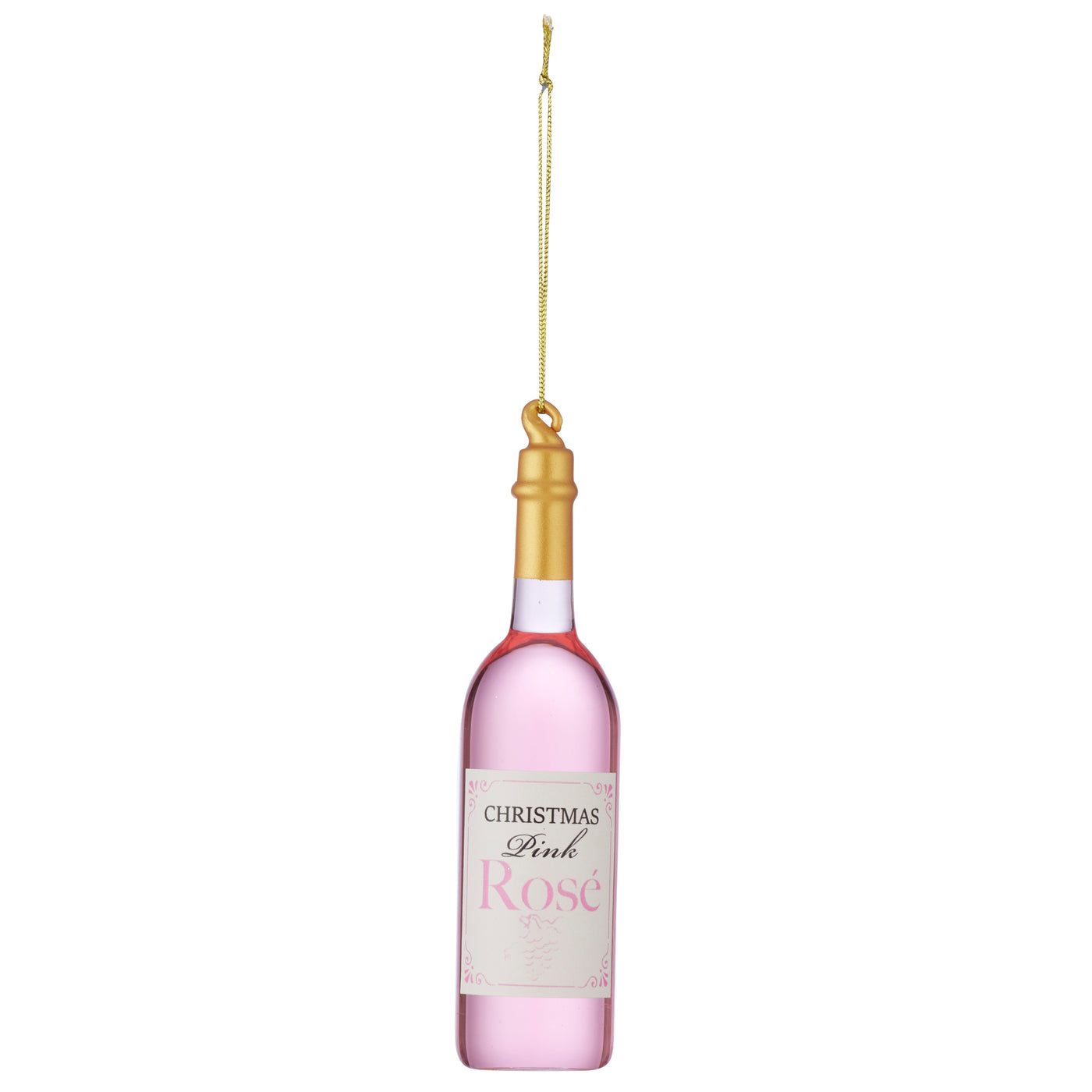 Rose Bottle Ornament Gla 14cm Clear/Pnk