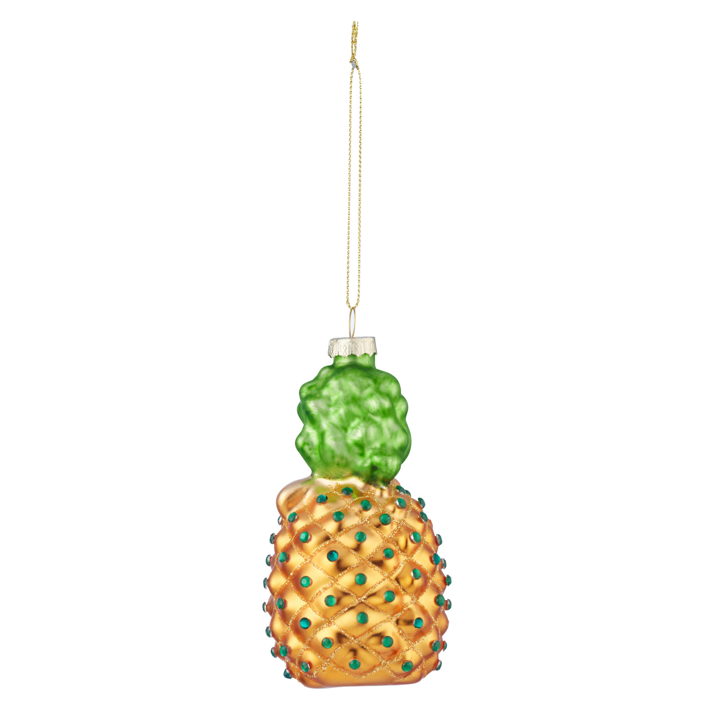 Pineapple Ornament Glass 5x10cm Yel/Gn