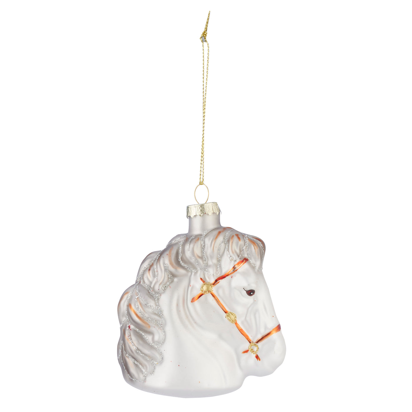 Horse Head Ornament Glass 8x4x9cm Wht