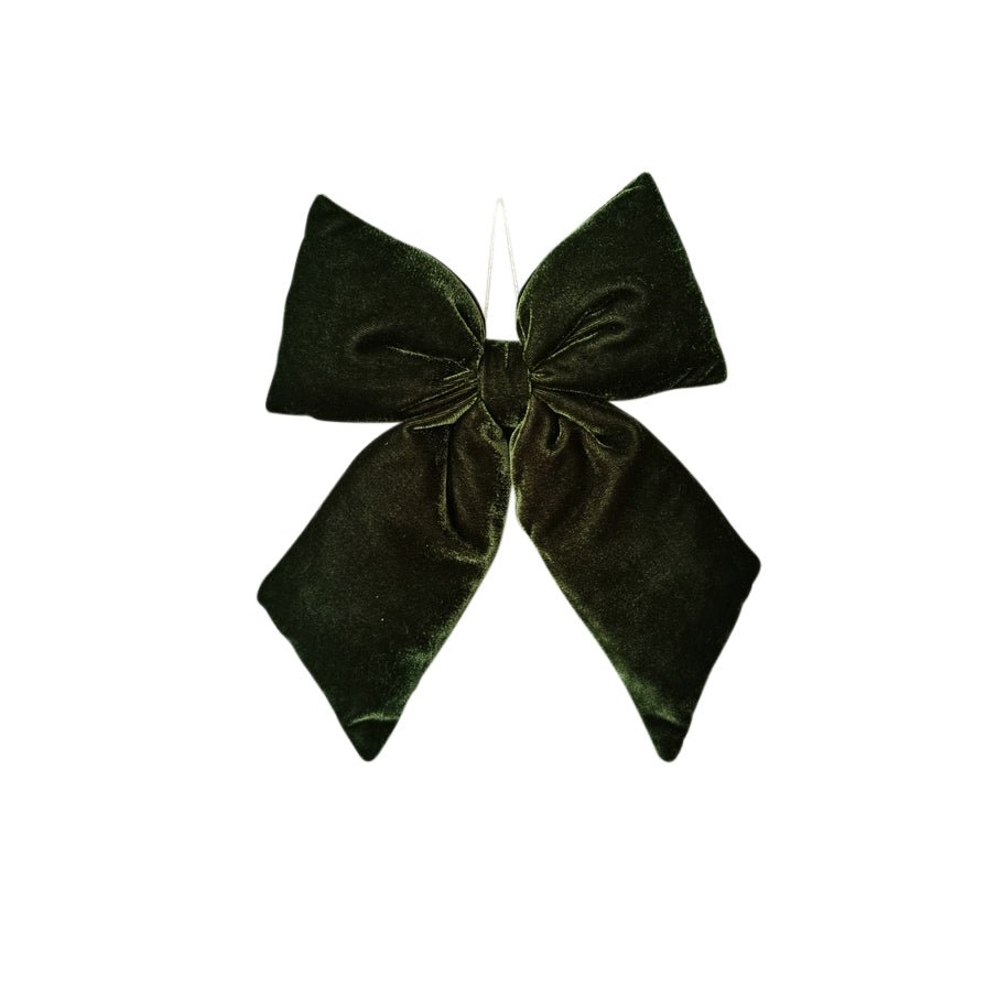 Hanging Bow Velvet 20x28cm Dark Green