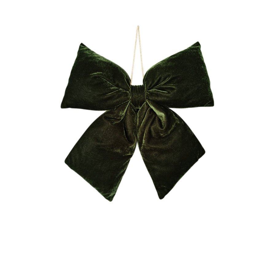 Hanging Bow Velvet 30x34cm Dark Green