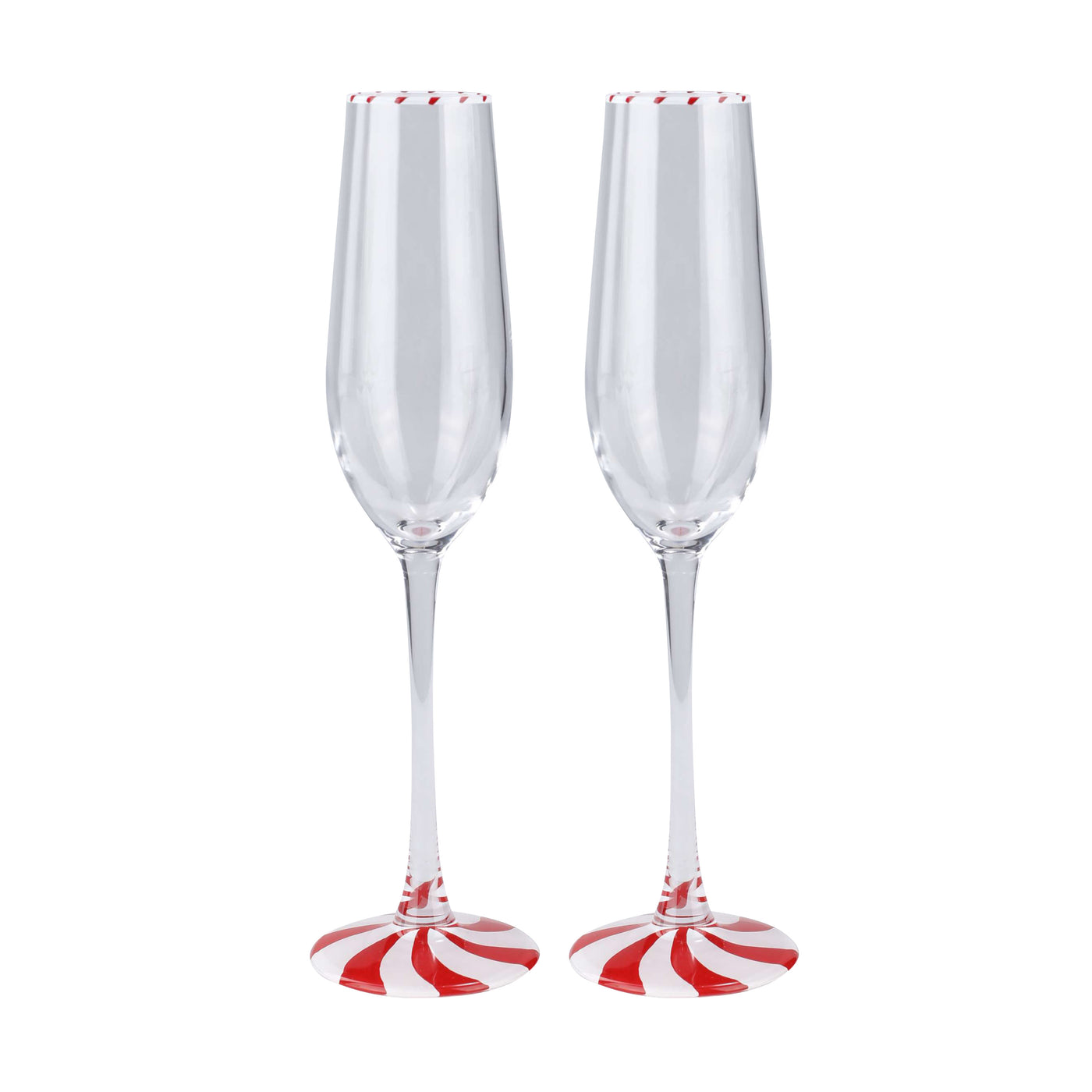 S/2 Flute Candy Cane Glasses