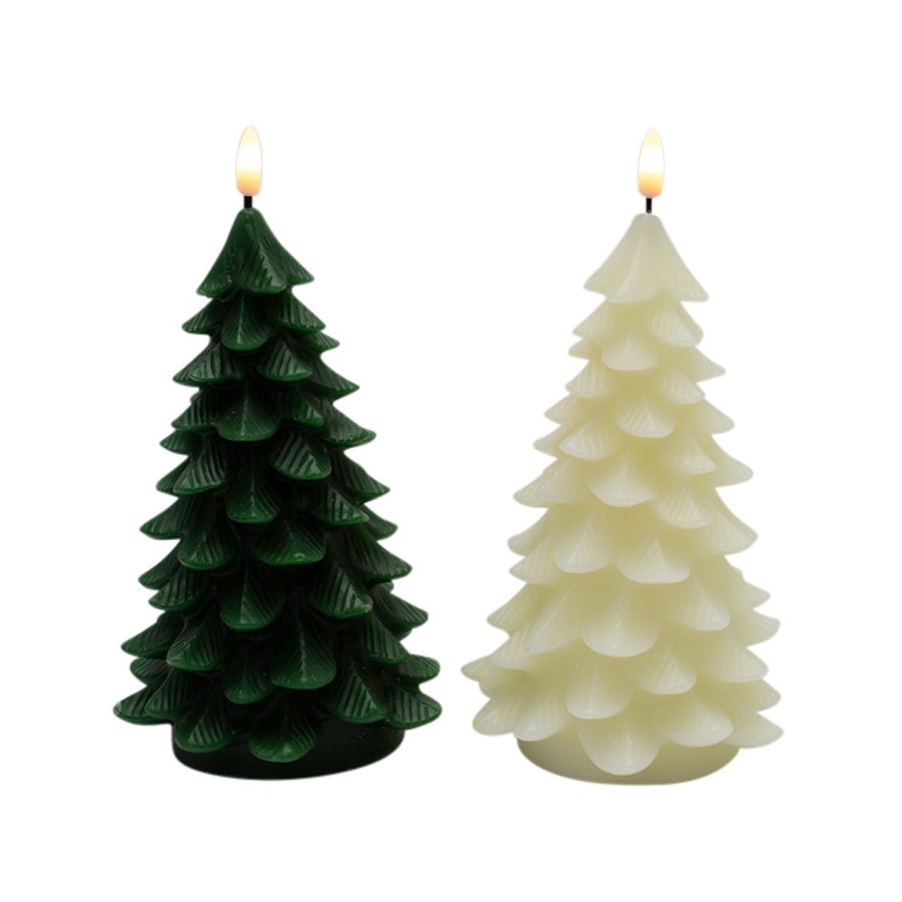 Led Flameless Tree - 2 assort - Cream /Green