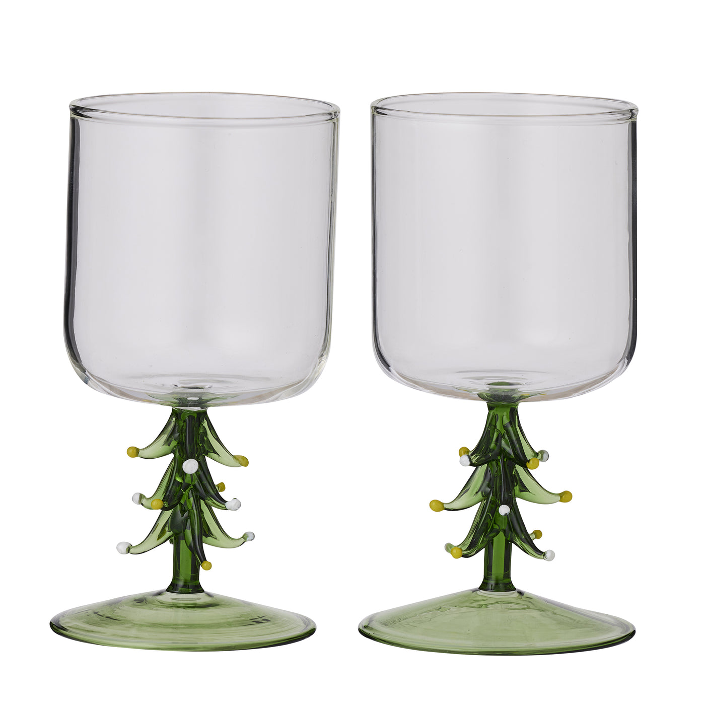 S/2 Christmas Tree Wine Glass