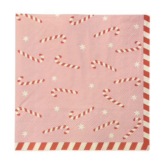 Candy Cane 20pck 3Ply 33cm Napkin Pink