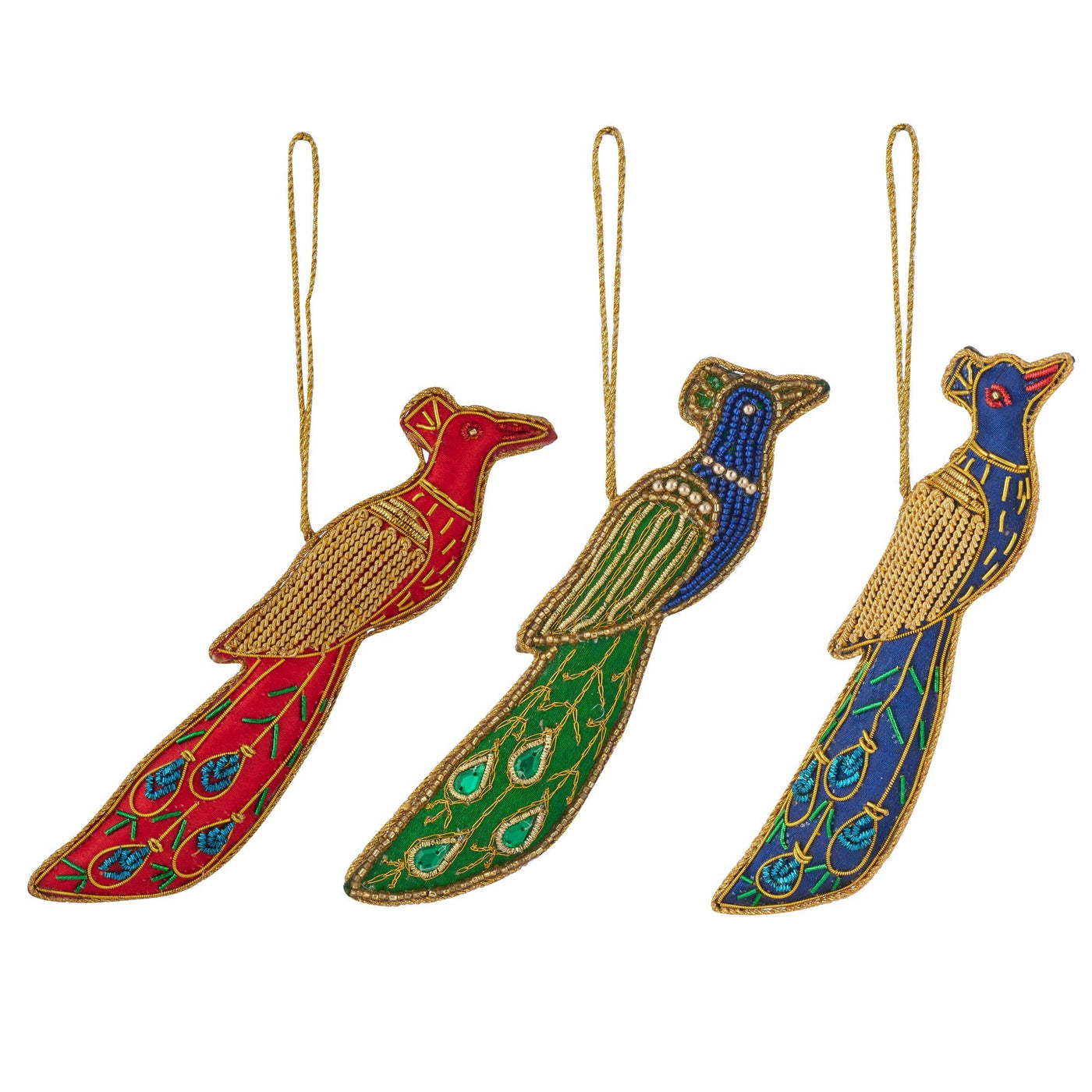 Beaded Peacock Hanger Fabric 15cm Multi 3 assort