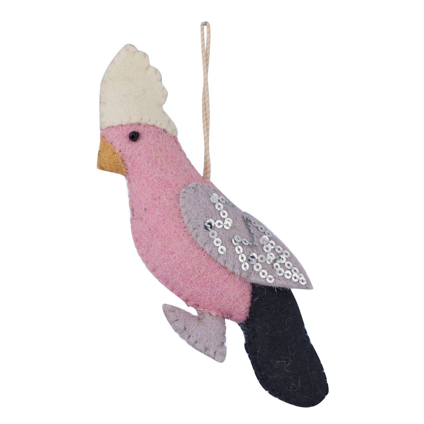 Galah Hanging Dec Felt 5x3x15cm Pink/Gry