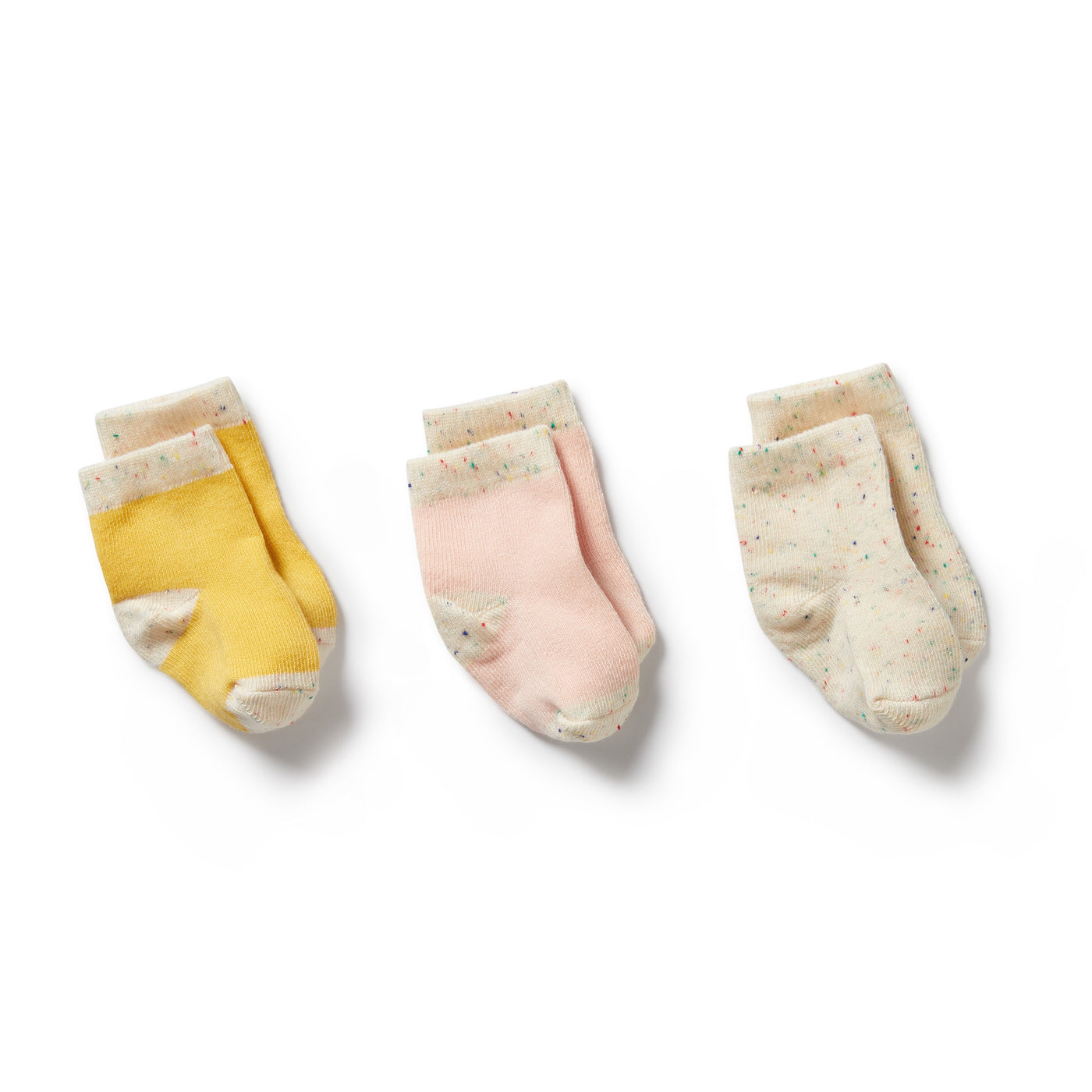 Wilson and Frenchy Organic 3 Pack Baby Socks Dijon, Pink, Fleck