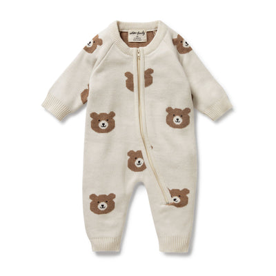 Wilson and Frenchy Beary Cute Organic Knitted Jacquard Growsuit