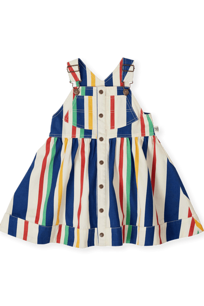 Goldie and Ace 90's Bold Stripe Heidi Denim Pinafore Dress