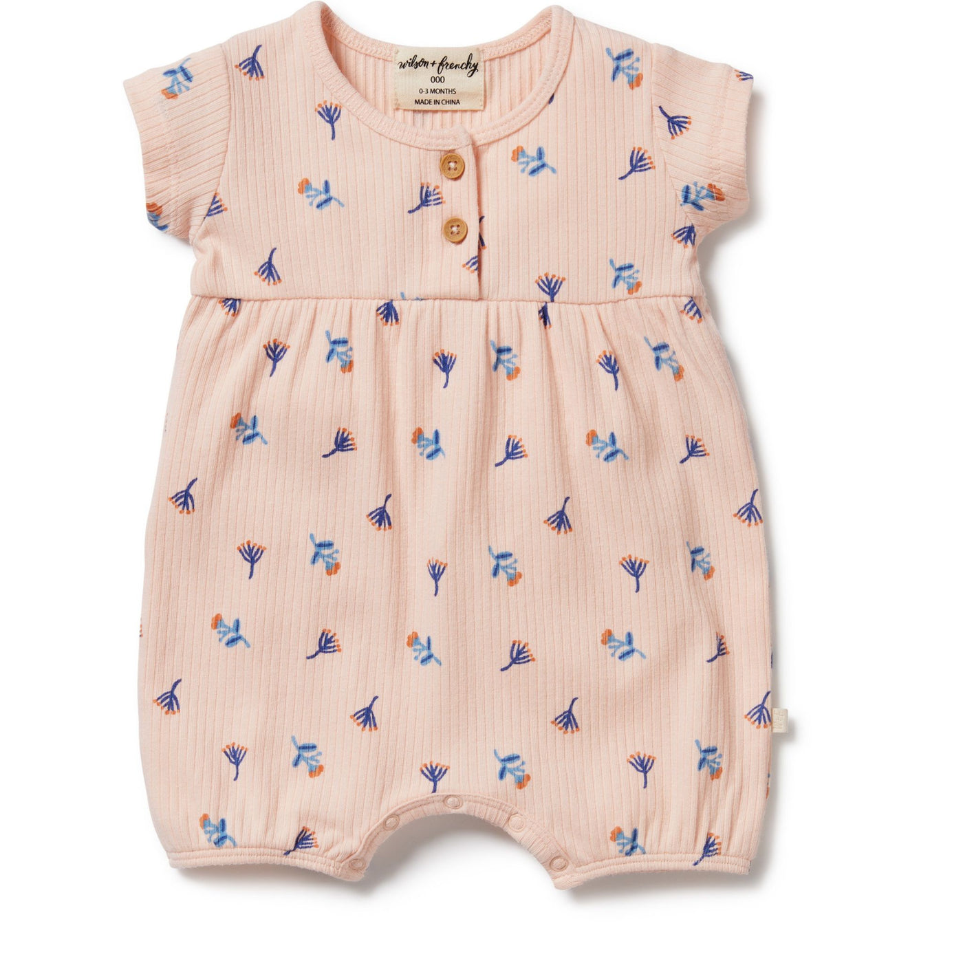 Wilson and Frenchy Little Flower Organic Rib Playsuit