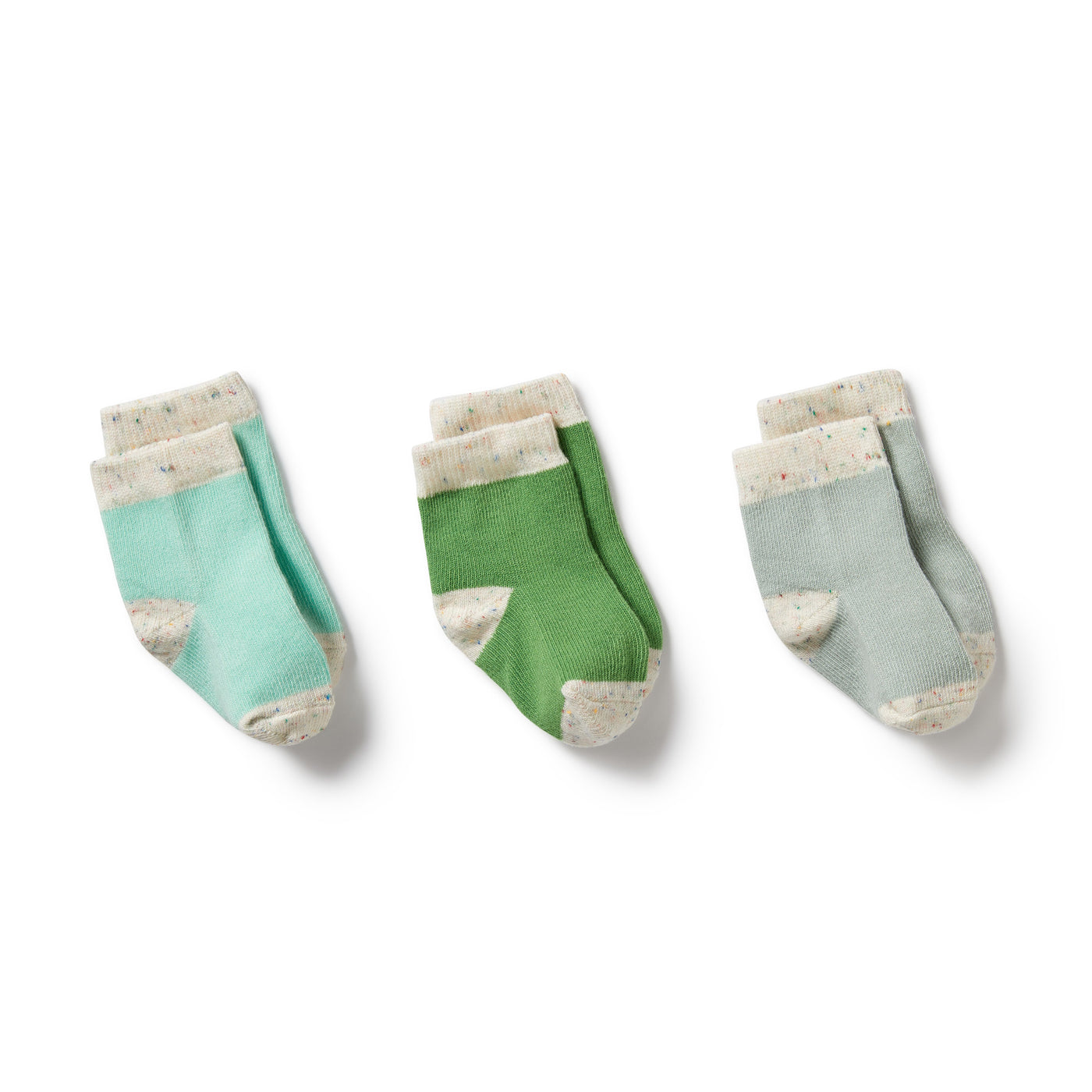 Wilson and Frenchy Organic 3 Pack Baby Socks - Mint Green, Cream and Pink