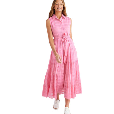 Brave and True Poppy Maxi Dress in Pink Window Check